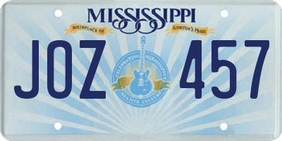 MS license plate JOZ457