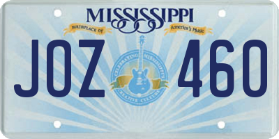 MS license plate JOZ460