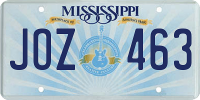 MS license plate JOZ463