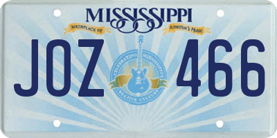 MS license plate JOZ466