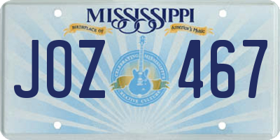 MS license plate JOZ467