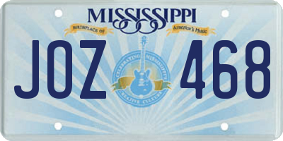 MS license plate JOZ468