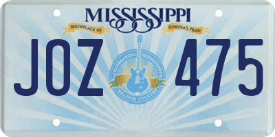 MS license plate JOZ475