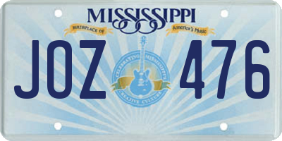MS license plate JOZ476