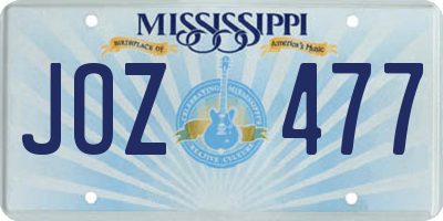 MS license plate JOZ477