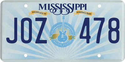 MS license plate JOZ478