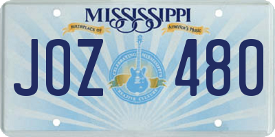 MS license plate JOZ480