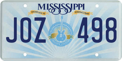 MS license plate JOZ498