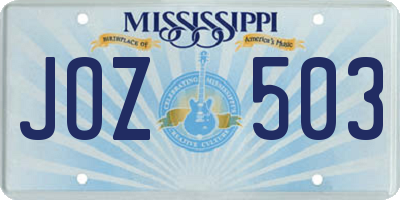 MS license plate JOZ503