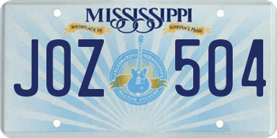 MS license plate JOZ504