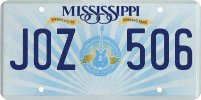 MS license plate JOZ506