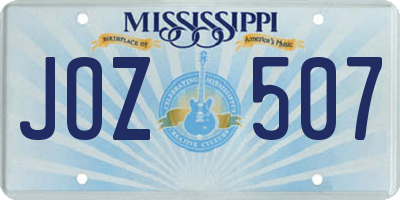 MS license plate JOZ507