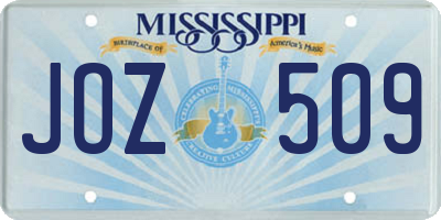 MS license plate JOZ509