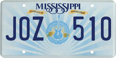 MS license plate JOZ510