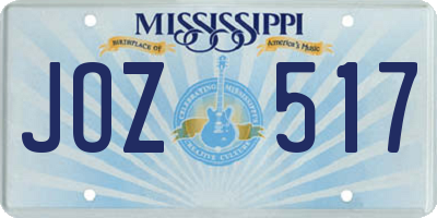 MS license plate JOZ517