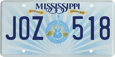 MS license plate JOZ518