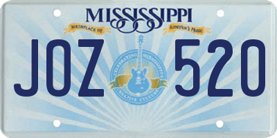 MS license plate JOZ520