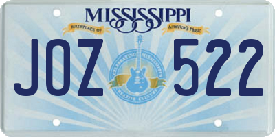 MS license plate JOZ522