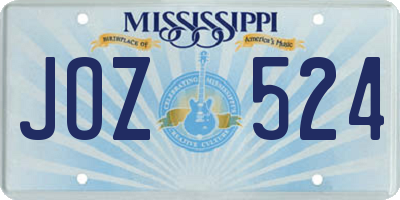 MS license plate JOZ524