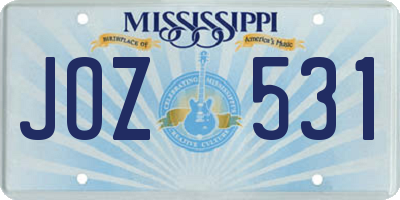 MS license plate JOZ531