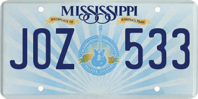 MS license plate JOZ533
