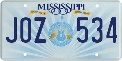 MS license plate JOZ534