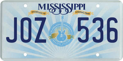 MS license plate JOZ536