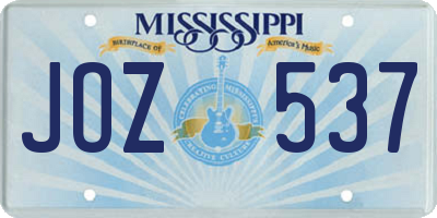 MS license plate JOZ537