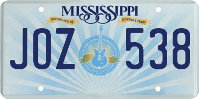 MS license plate JOZ538