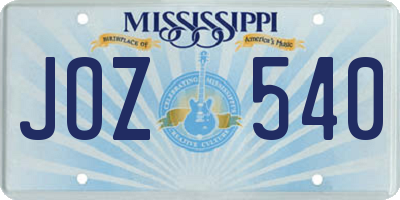 MS license plate JOZ540