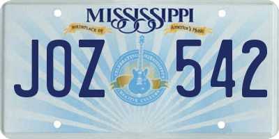MS license plate JOZ542