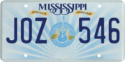 MS license plate JOZ546