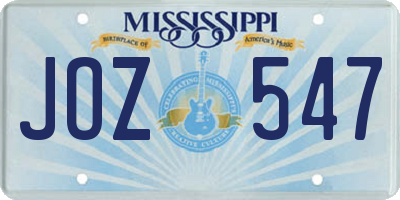 MS license plate JOZ547