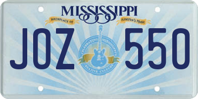 MS license plate JOZ550