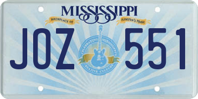 MS license plate JOZ551