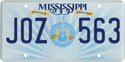 MS license plate JOZ563