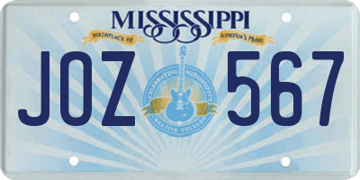 MS license plate JOZ567