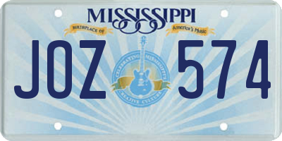 MS license plate JOZ574