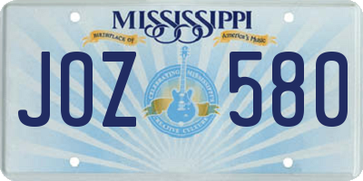 MS license plate JOZ580