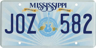 MS license plate JOZ582