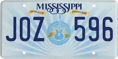 MS license plate JOZ596