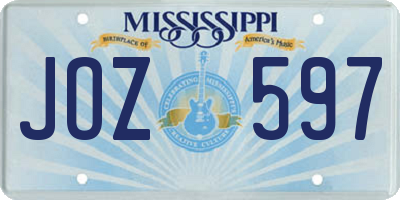 MS license plate JOZ597