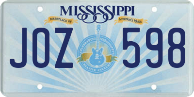 MS license plate JOZ598