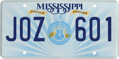 MS license plate JOZ601
