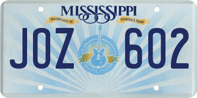 MS license plate JOZ602