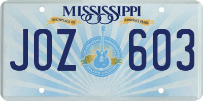 MS license plate JOZ603