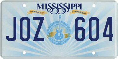 MS license plate JOZ604
