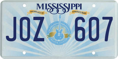MS license plate JOZ607