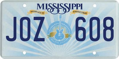 MS license plate JOZ608