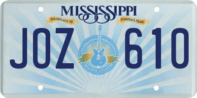 MS license plate JOZ610